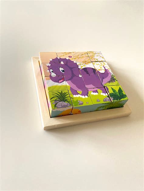 Dinosaur Wooden Puzzle, 6in1 Dinosaur Building Blocks Prehistoric ...