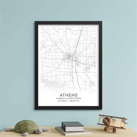 Athens Alabama Map Poster Modern Home Decor Wall Art Print Custom Maps And Posters