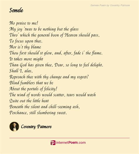 Semele Poem By Coventry Patmore