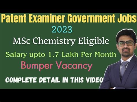 Bumper Vacancy Of DIPP Patent Examiner Jobs For MSc Chemistry