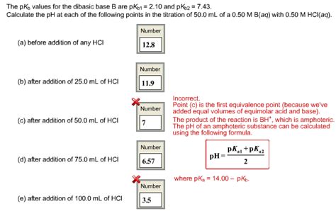 Solved The PKb Values For The Dibasic Base B Are PKb1 2 10 Chegg