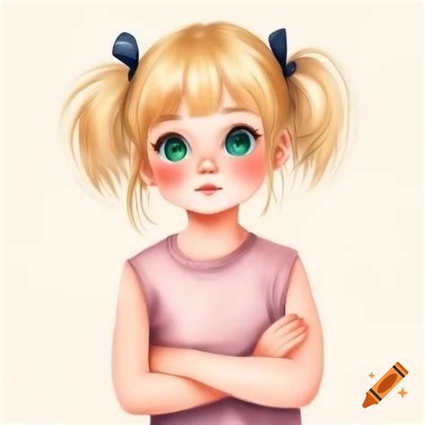 Anime Girl With Blonde Hair And Blue Green Eyes Wearing A Pink Sleeveless Shirt On Craiyon