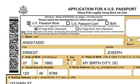 Us Passport Application Form For A Minor Example