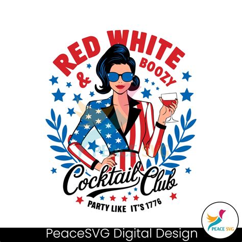 Red White And Boozy Cocktail Club Svg Peacesvg