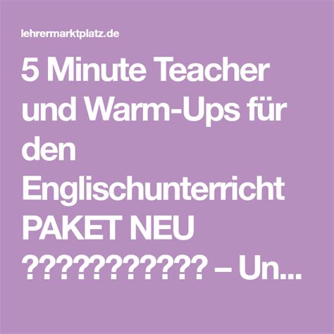 Minute Teacher Warm Ups F R Den Englischunterricht Materialpaket