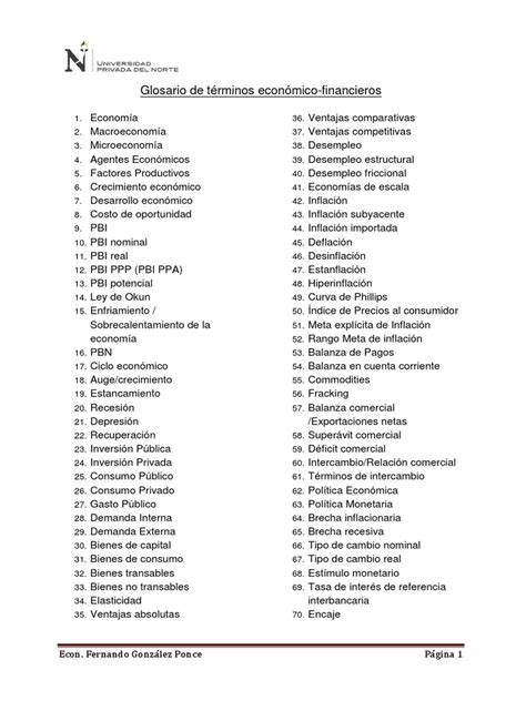 Glosario De Términos Económico Financieros Inflación Producto