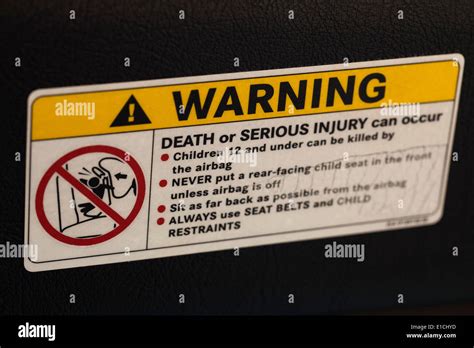 Airbag warning label - USA Stock Photo: 69733649 - Alamy