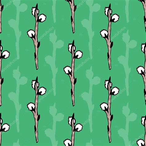 Pussy Willow Branches Background Stock Vector Image By M Ion 69433591