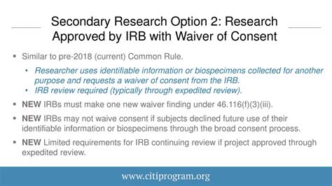 Secondary Research With Identifiable Information And Biospecimens Ppt