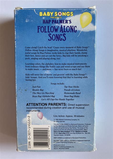 Baby Songs Presents Hap Palmers Follow Along Songs Vhs 1992 Tested