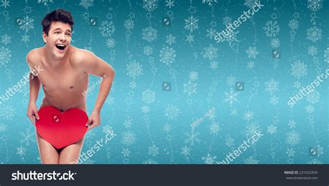 Funny Naked Laughing Man Holding Heart Stock Photo Shutterstock