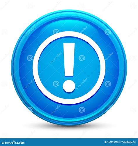 Exclamation Mark Icon Glass Shiny Blue Round Button Isolated Design Vector Illustration Stock