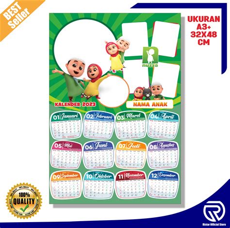 1lbr Cetak Kalender Dinding 2023 Tema Kartun Omar And Hana Custom Foto Lazada Indonesia