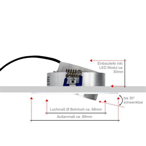 Alu Einbaustrahler Eckig in Alu gebürstet inkl 5W LED flach Modul