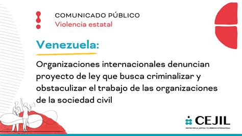 Comunicado Organizaciones Internacionales Denuncian Proyecto De Ley