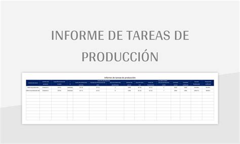 Plantilla De Excel Informe De Tareas De Producci N Y Hoja De C Lculo De