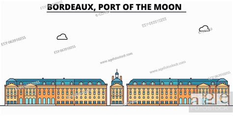 Bordeaux Port Of The Moon Line Travel Landmark Skyline Vector Design