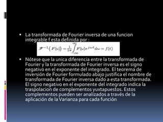 Transformada Inversa Fourier Ppt