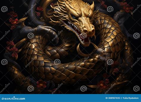 Fearsome Samurai Serpent Snake Creature Generate Ai Stock Image