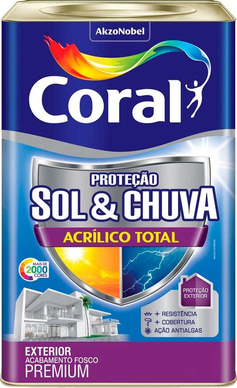 Tinta Acr Lico Total Sol Chuva Branco Fosco L Premium Coral