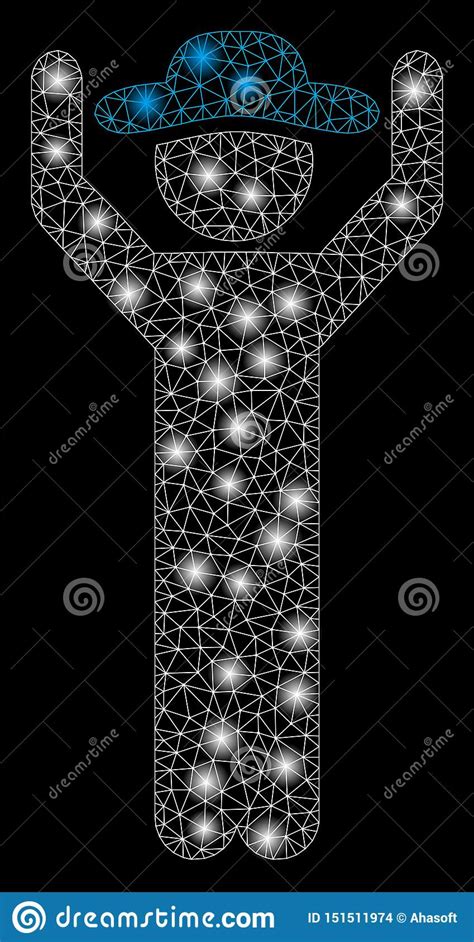 Flare Mesh D Gentleman Hands Up With Flare Spots Stock Vector