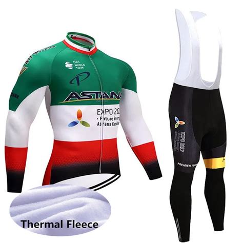 ASTANA Team Cycling Jersey Men Winter Thermal Fleece Long Sleeve Jersey