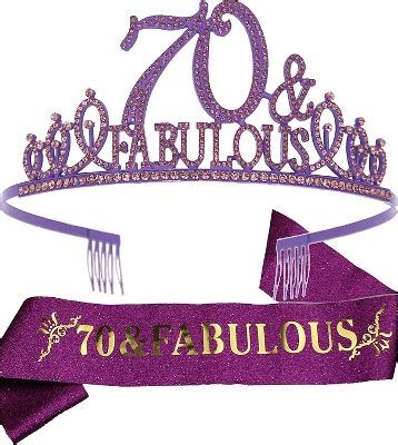 Emmasbyemma 70th Birthday Sash And Tiara Gift Set Purple Target