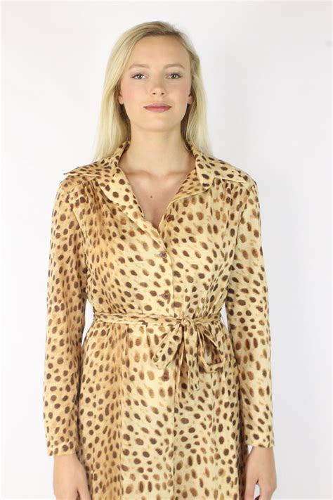 Vintage S Leopard Print Knit Dress S Medium M Etsy