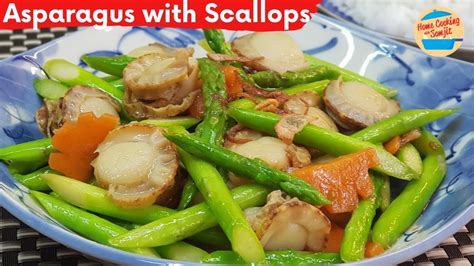 Quick Stir Fry Asparagus With Scallops Chinese Style Recipe Youtube