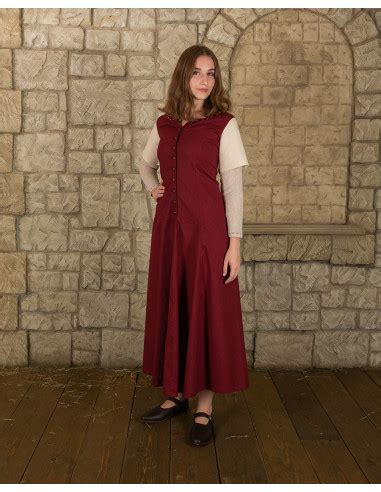 Robe médiévale pour femme modèle Elodie bordeaux crème Tienda