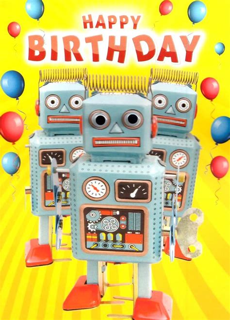 Robots Googlies Happy Birthday Card Cards Love Kates