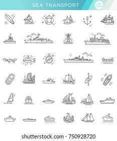 Ships Set Modern Vector Plain Line Stock Vector Royalty Free