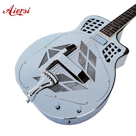 Cutaway Tricone Gloss Chrome Brass Electric Resonator Guitar Aiersi Guitar