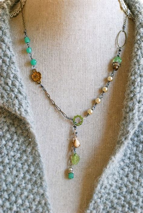 Celeste Rhinestone Drop Peridot Crystal Pearl Romantic Necklace