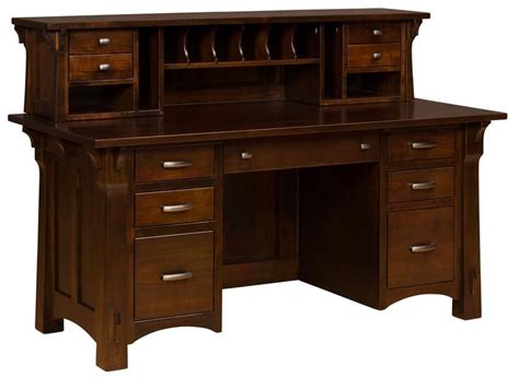 Amish Manitoba Solid Wood Executive Desk Dark Wood Desk Solid Wood