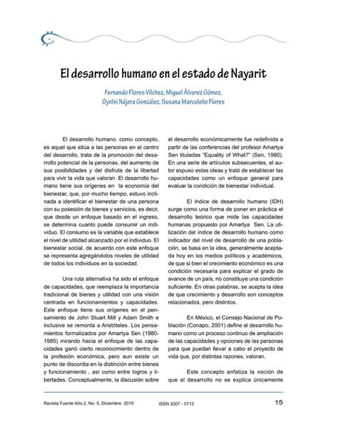 El Desarrollo Humano En El Estado De Nayarit