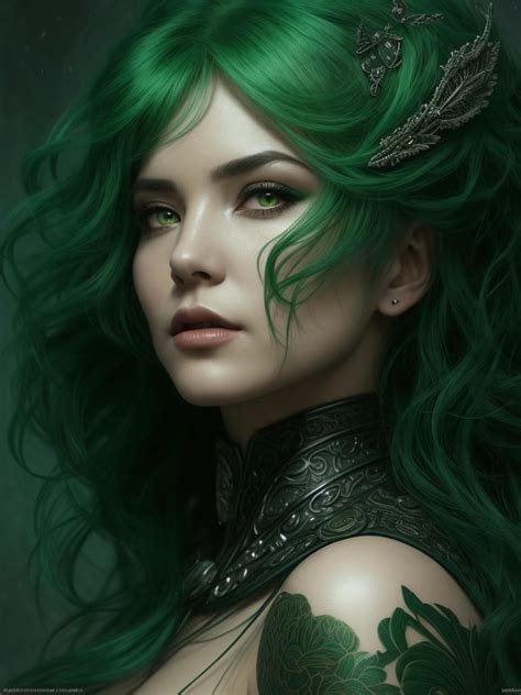 Air Element Beatiful Woman Green Hair Dar 0 By Arrojado On Deviantart