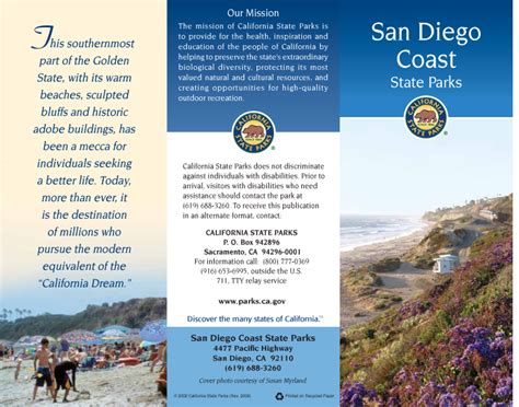 Park Brochure For Carlsbad State Beach Campground The Camp Site Your Camping Resource