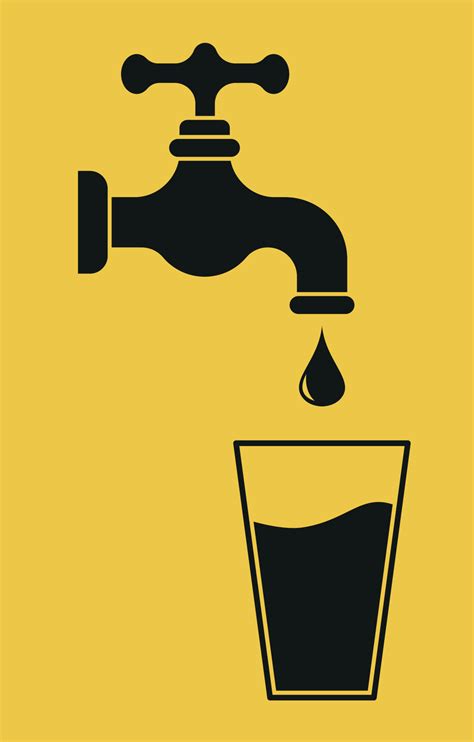 Water Tap With Glass Filling Cup Beverage Vector Illustration