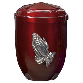 Edelplatal Urne Aus Stahl Bordeaux Mit Silberfarbigem Metallguss Emblem