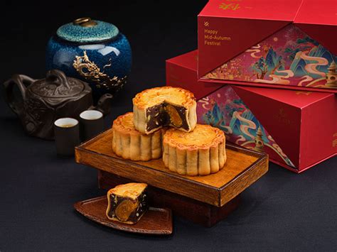 Traditional Baked Mooncake With Red Bean Paste Double Egg Yolk And Pumpkin Seeds • The Market