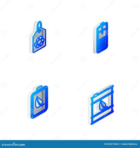 Set Isometric Line Battery Charge Level Indicator Tag With Recycle