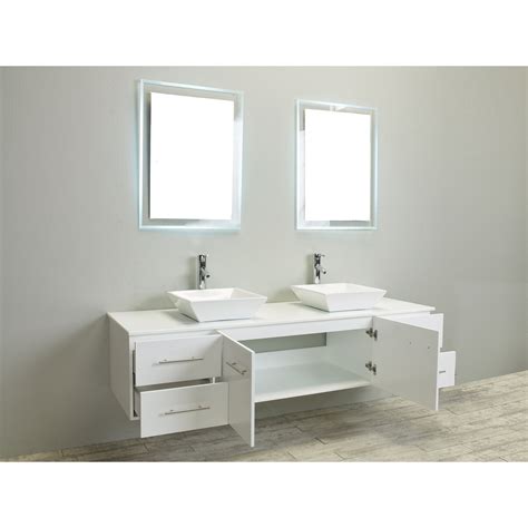 Eviva Totti Wave Inch White Modern Double Sink Bathroom Vanity With