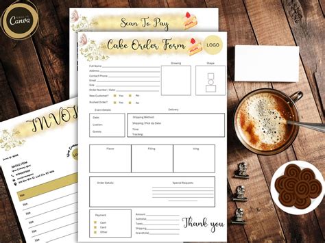 Editable Cake Order Form Cake Invoice Scan To Pay Bakery Order Form