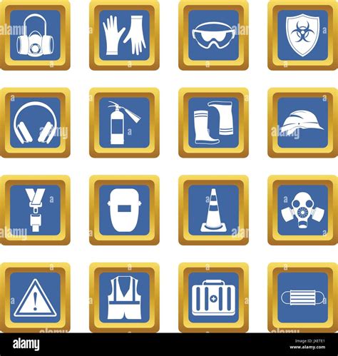 Safety Icons Set Blue Stock Vector Image And Art Alamy