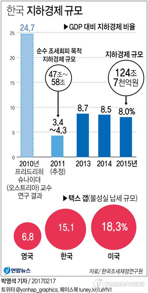 그래픽 한국 지하경제 규모 125조원gdp 대비 8 연합뉴스