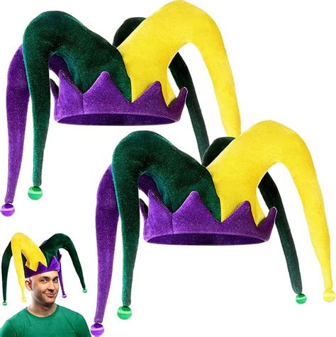 Geyoga 2 Pairs Mardi Gras Jester Hat Jester Giant Adult