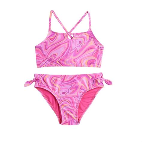 Girls 4 16 So® Marbled Tankini Top And Bottoms Swimsuit Set