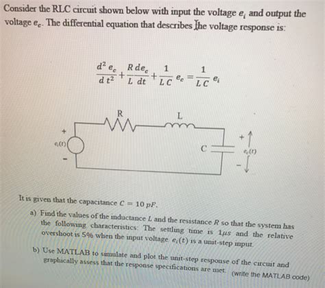 Consider The Rlc Circuit Shown Below With Input The