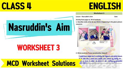 Class 4 English Worksheet 3 Nasruddin S Aim Mcd Worksheet Solution Youtube